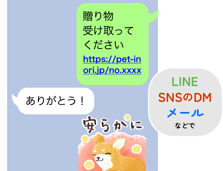 SNSなどでURLをお相手に送信