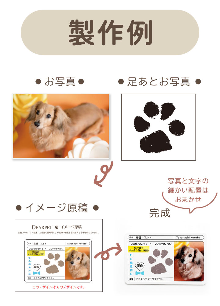 ペットの写真と名前を入れて作るカード
