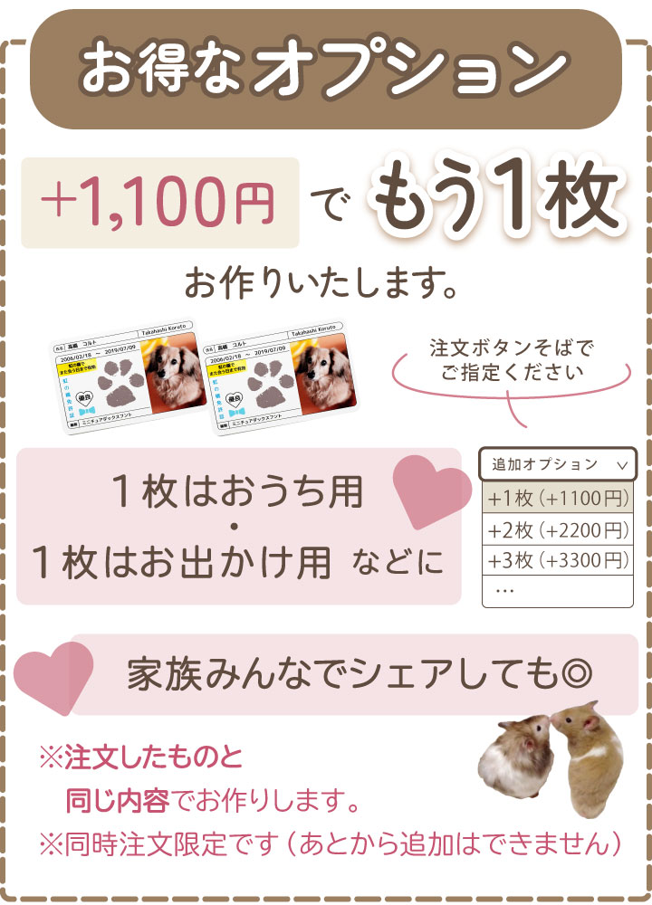 ペットの写真と名前を入れて作るカード