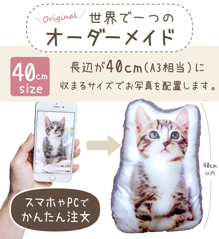 ペットの写真で作るクッション