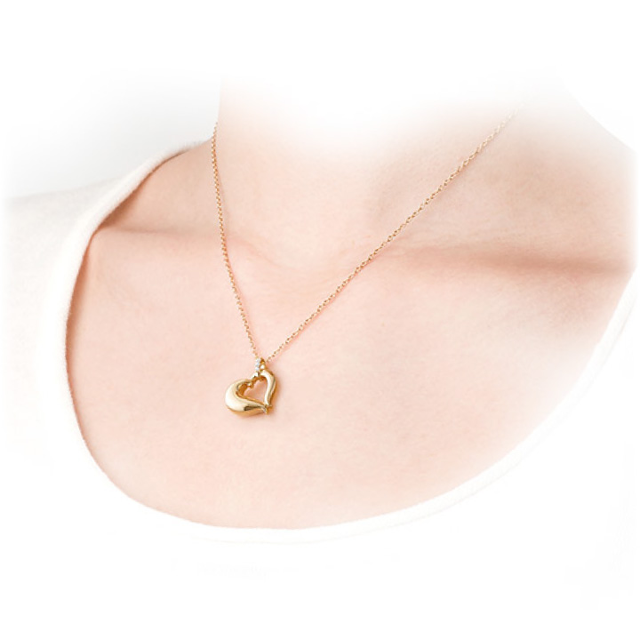 ペット 遺骨ペンダント オープンハート イエローゴールド K18 国産